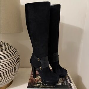 Joan & David Black Suede 5” Heel Boots